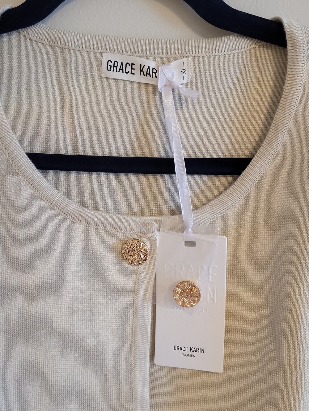 Grace Karin Cream Round-Neck Button Front Cardigan/ BNWT - Picture 5 of 8